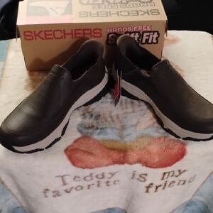Skechers Black Slip-On Casual Shoes with Beige Midsole